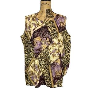 Plus Size Floral Animal Print Sleeveless Top Blouse 18/20